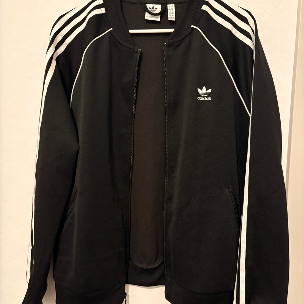 Adidas Men's Black and White Bomber Jacket